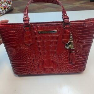 Brahmin Red Crocodile Embossed Satchel